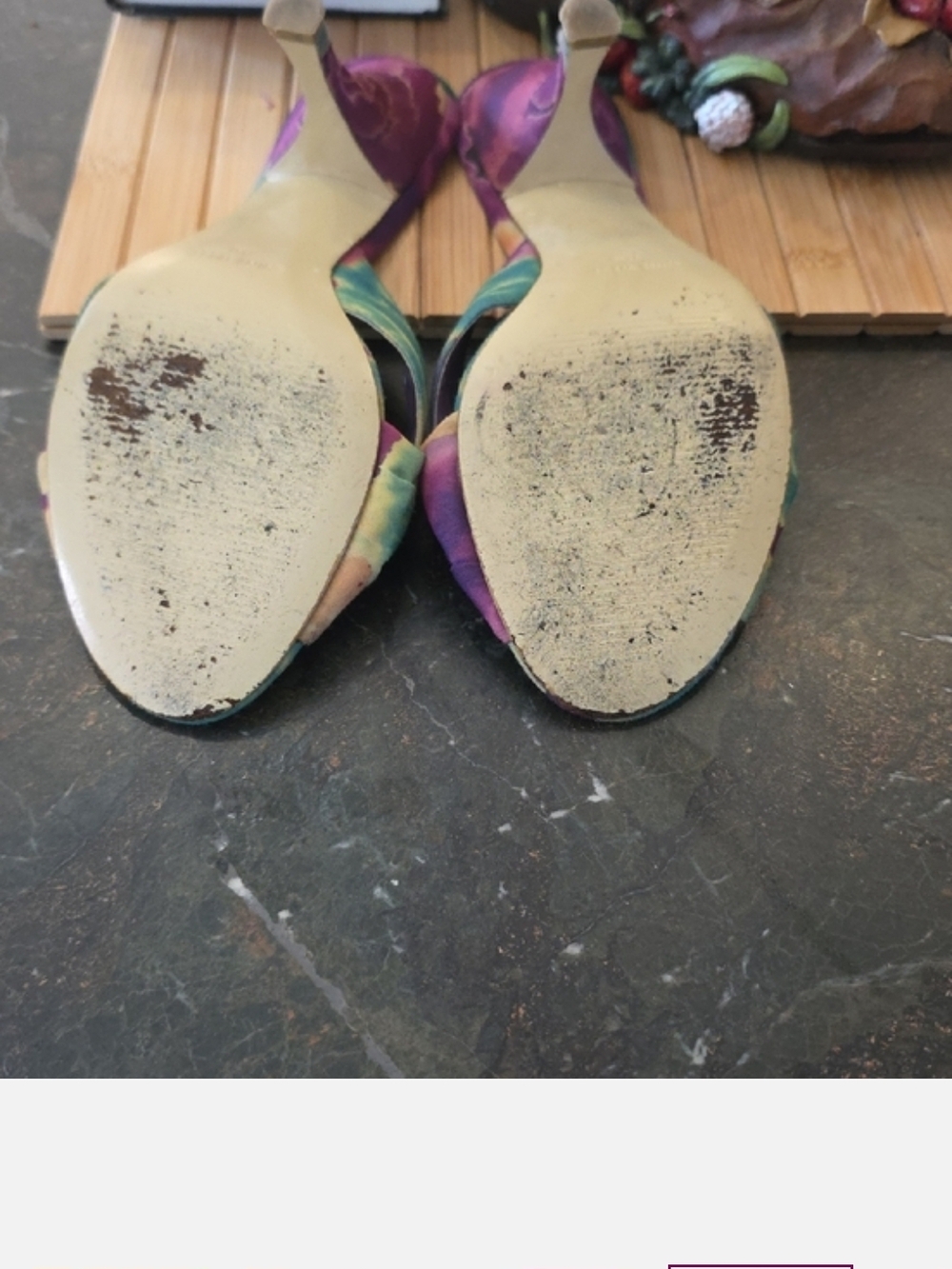Nine West Multicolor Knot Front Slip-On Mules - Green, Purple, Yellow - Picture 4 of 5